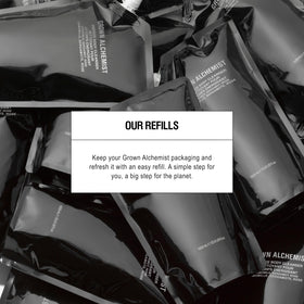 Grown Alchemist Energize packaging highlights eco-friendly design and refill convenience.