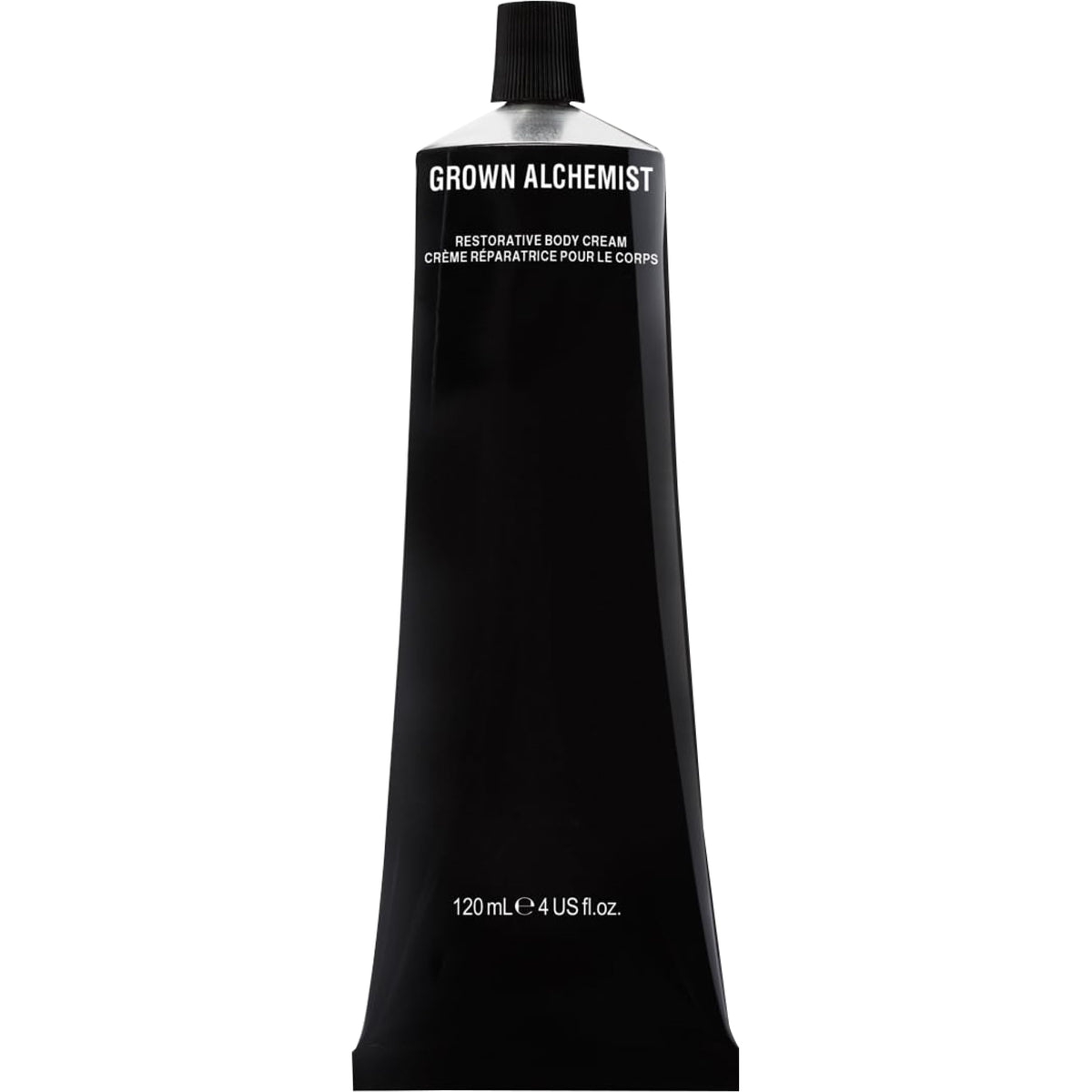 Grown Alchemist Restorative Body Cream bottle with Mandarin for quick hydration.
