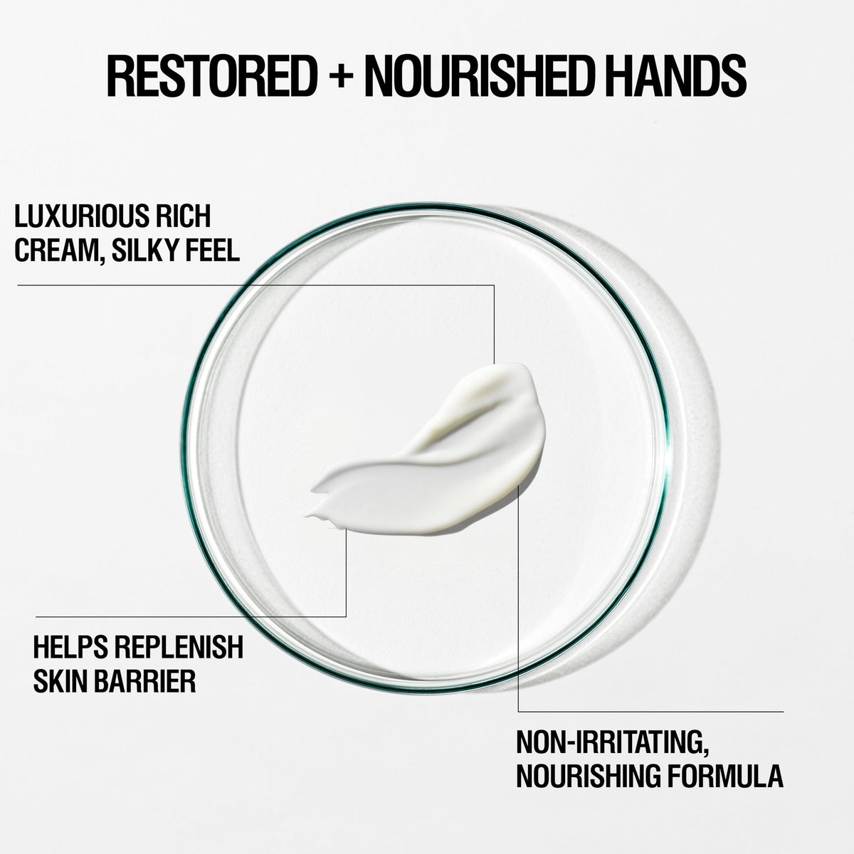 Close-up of silky, non-greasy texture of Restorative Hand Cream