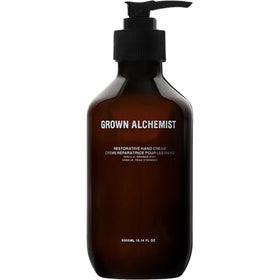 Grown Alchemist Restorative Hand Cream bottle with vanilla and orange peel scent for daily moisture