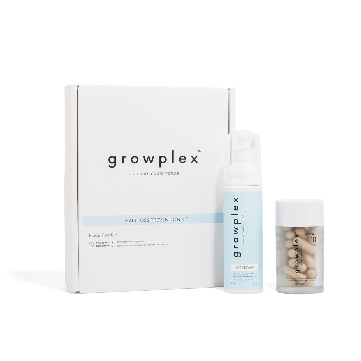 Growplex Vitafoam foam bottle for a lightweight scalp refresh.