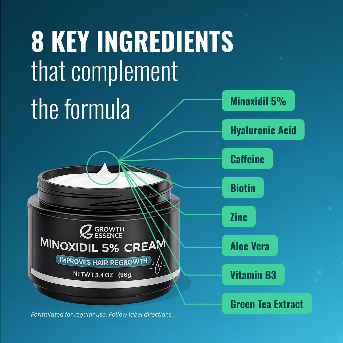 Growth Essence Hyaluronic acid component image emphasizing hydration.