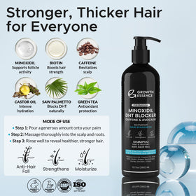 Growth Essence minoxidil ingredient closeup emphasizing active formula