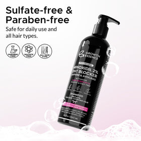Growth Essence minoxidil shampoo rinse-action during washing.