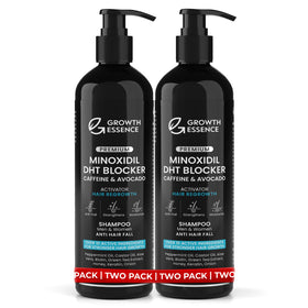 Growth Essence Twopack bottle pours, gentle sulfate-free daily care for thinning hair