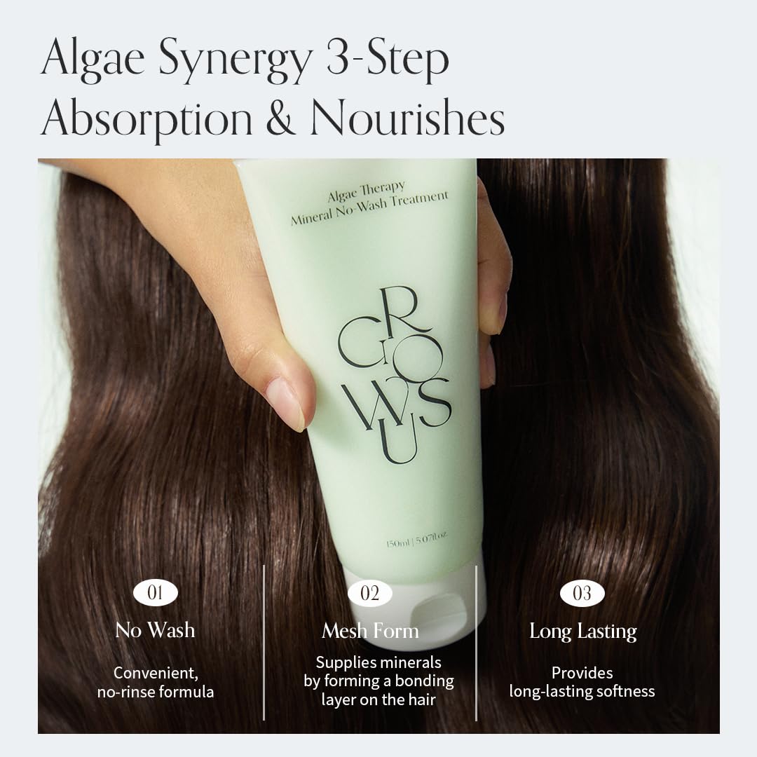 GROWUS Algae Therapy macro texture highlights creamy, non-sticky finish.