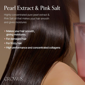 GrowUS Damage Therapy Hair Oil on damp hair delivering subtle shine
