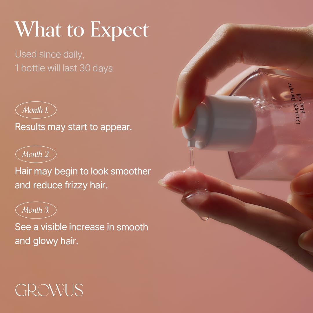 GrowUS Damage Therapy Hair Oil ready for heat styling with UV protection