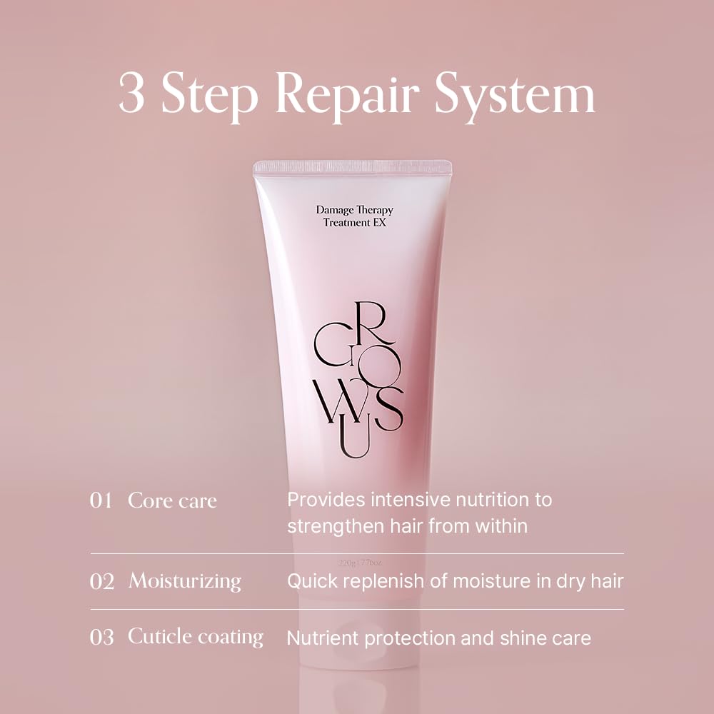 GROWUS Damage Therapy rose musk scent lingers after rinse for spa feel