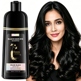 GRYFOX Black Hair Dye Shampoo bottle showing gray coverage for a natural look.
