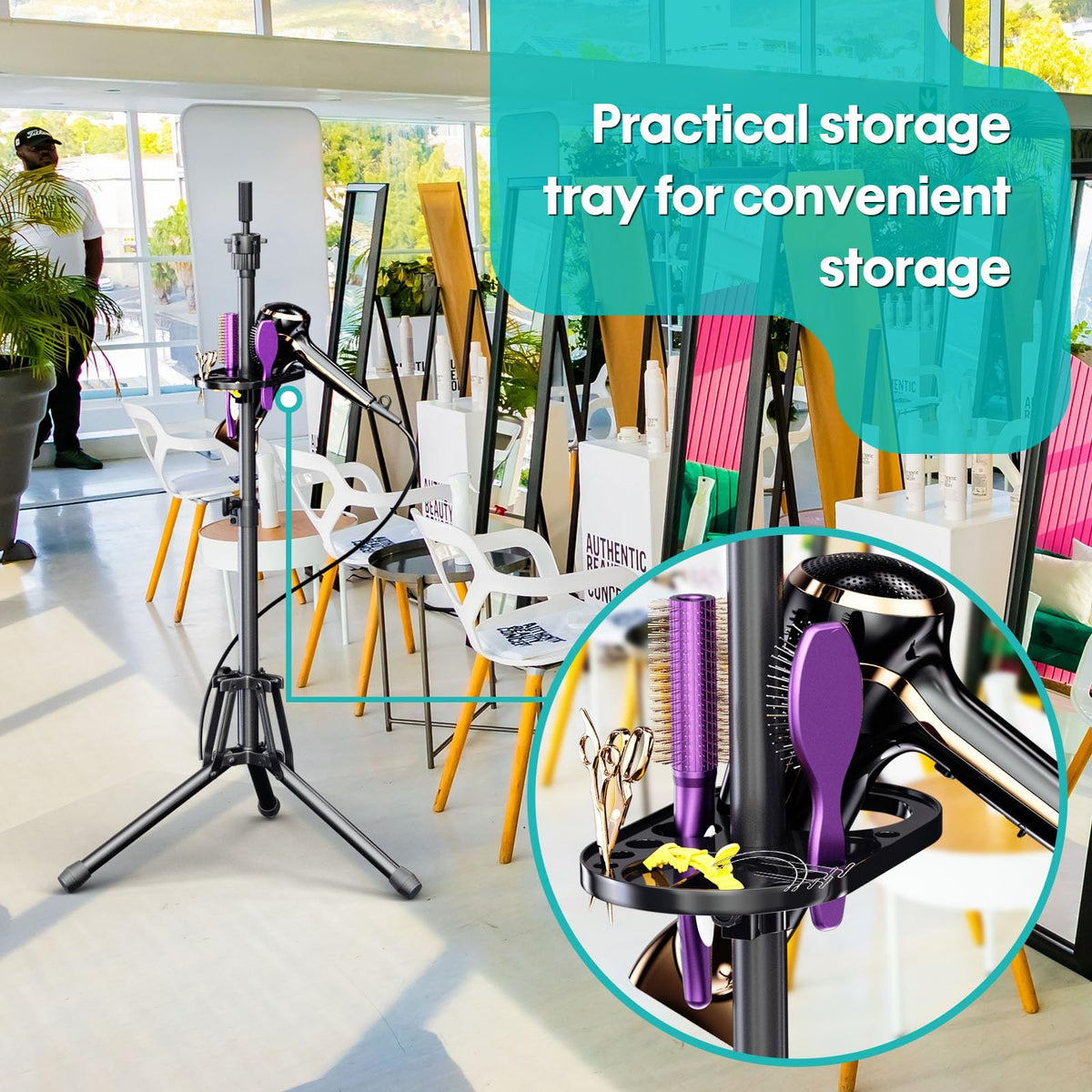 GSOW wig stand at adjustable height for versatile styling angles