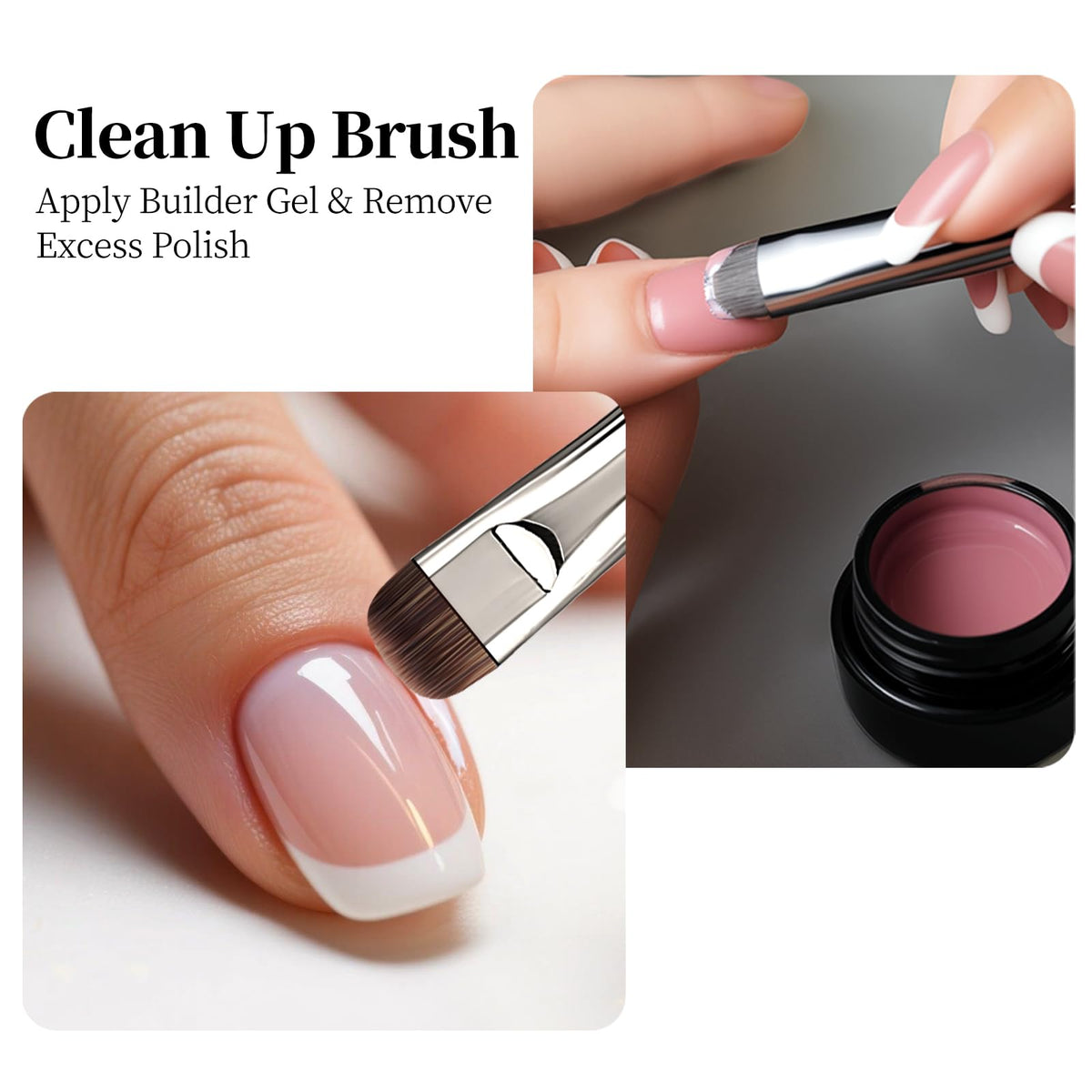 GSWOI builder gel brush with durable metal collar and wood handle
