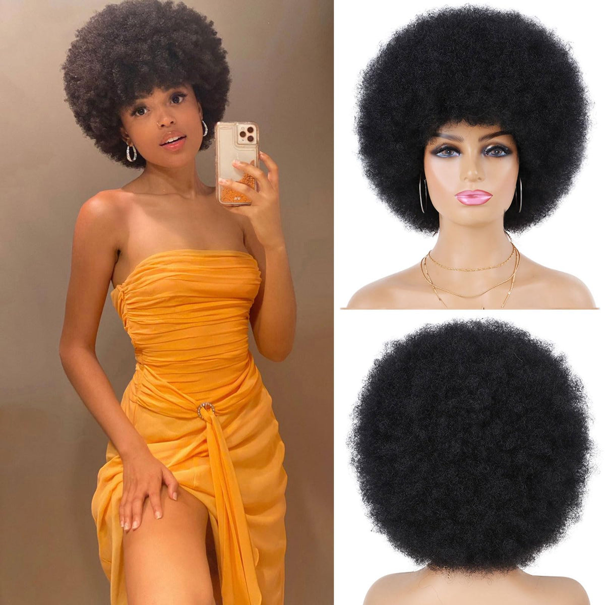 G&T Wig 70s Afro Puff Bounce—voluminous curls for daily wear.