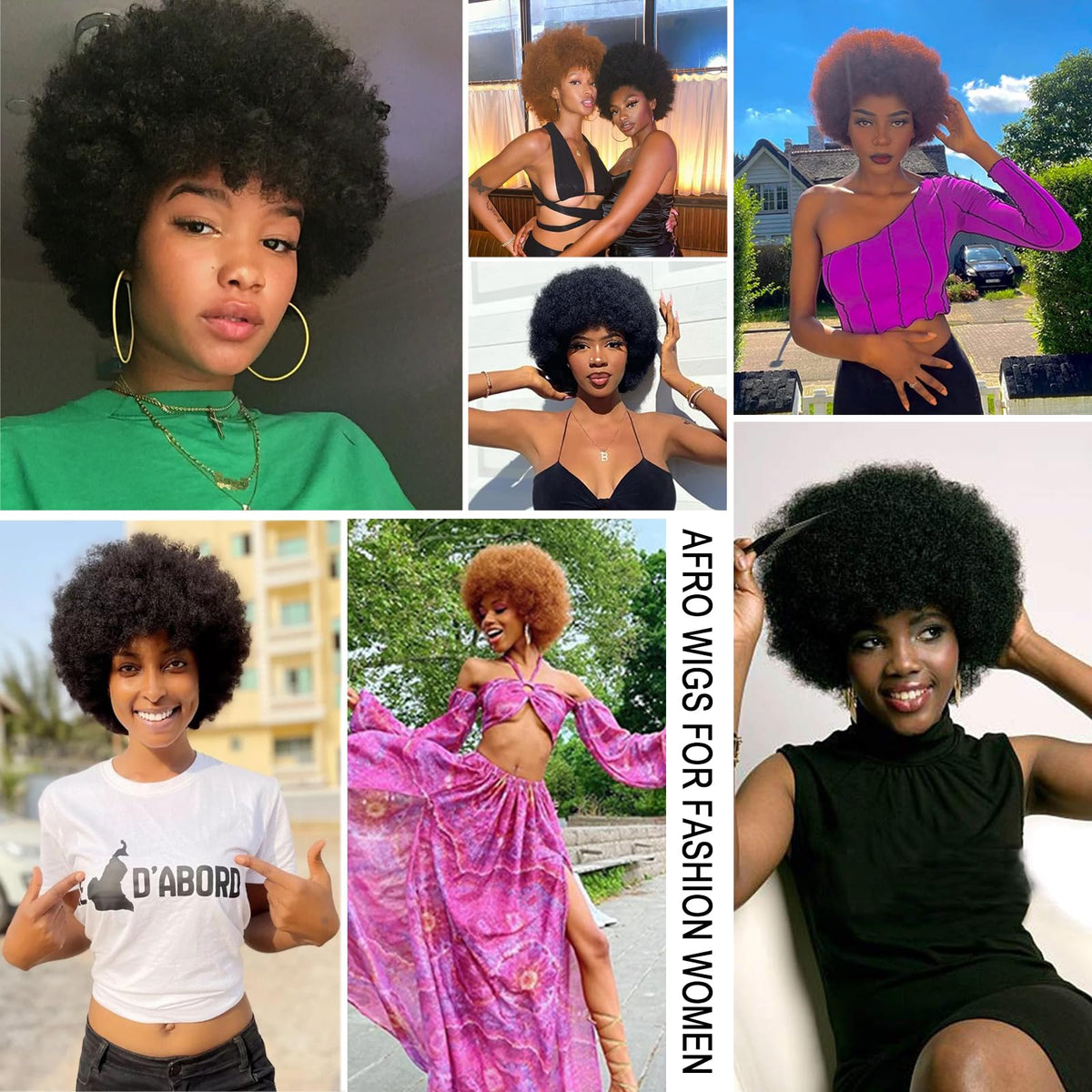 G&T Wig 70s Afro Wig Natural Look—realistic curl pattern with soft sheen.