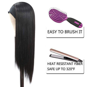 G&amp;T Wig headband wig black straight fibers for daily wear.
