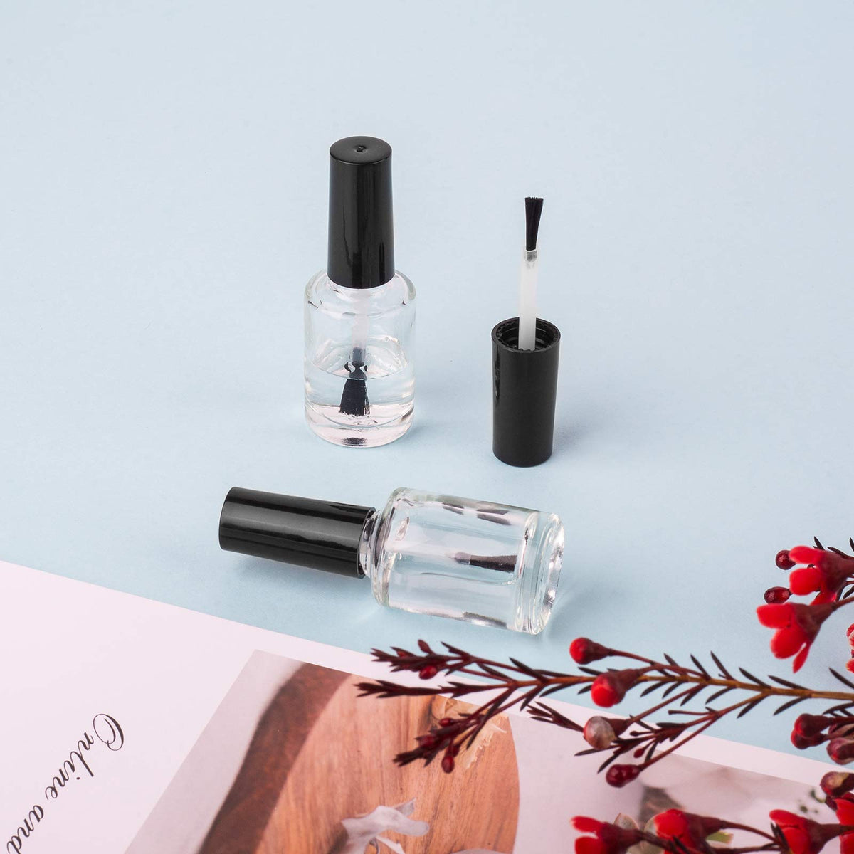 GTHER clear glass bottle with brush cap showing leftover polish, ideal for color quick swaps.