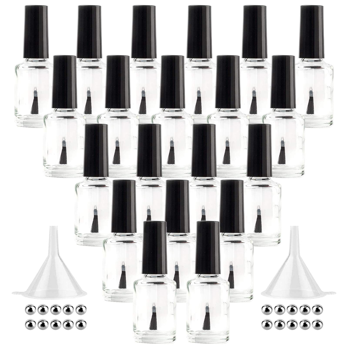 GTHER empty nail polish bottle with clear glass and 15ml capacity for easy refills.
