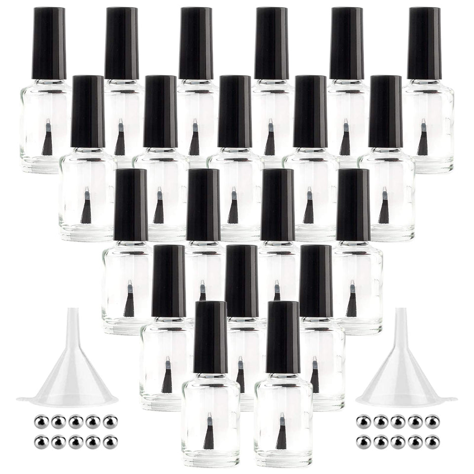 GTHER empty nail polish bottle with clear glass and 15ml capacity for easy refills.