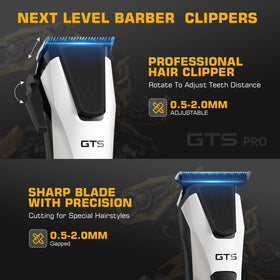 GTS PRO cordless barber clippers in action for clean, fast fades