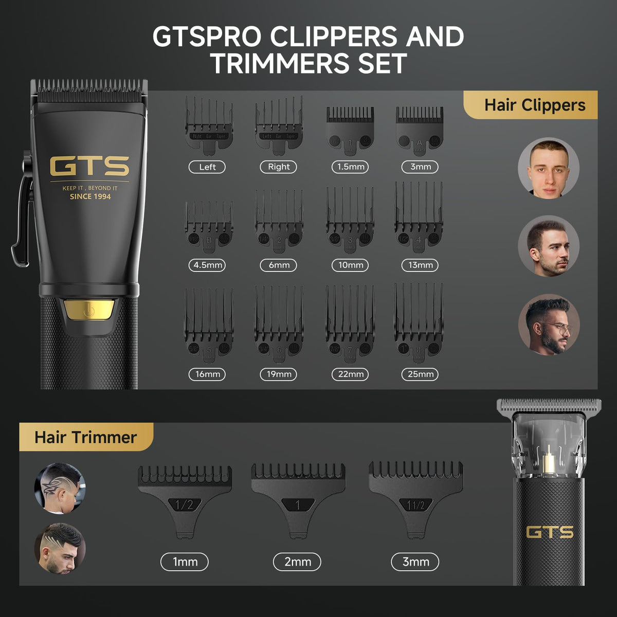 GTSPRO heavy-duty motor powers through thick hair with minimal snagging
