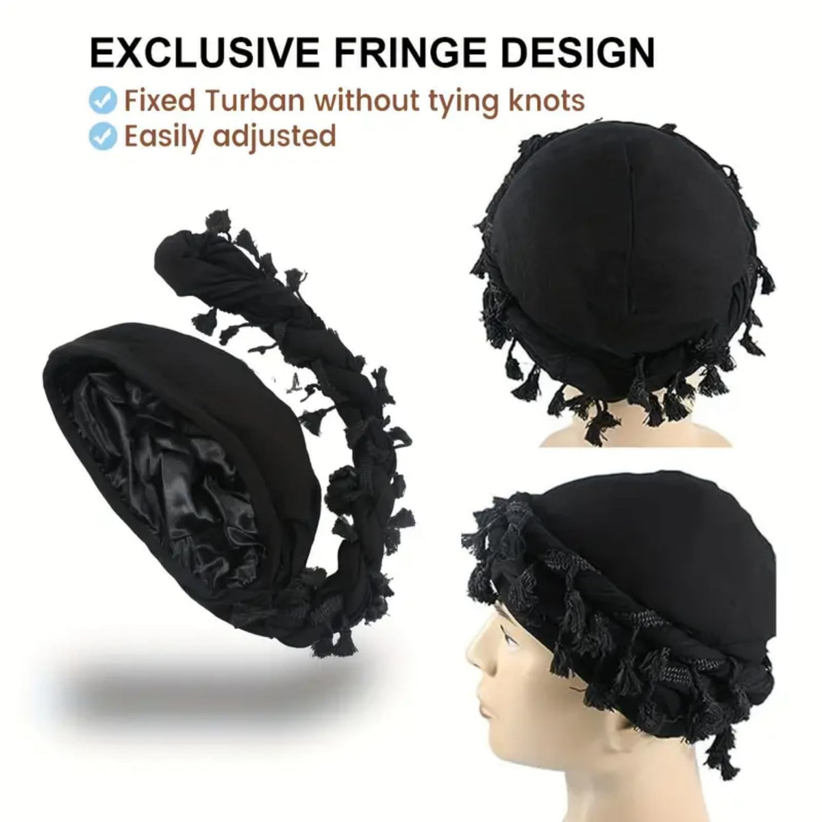 Long-tail design adjusts for secure, versatile fit with any hairstyle.