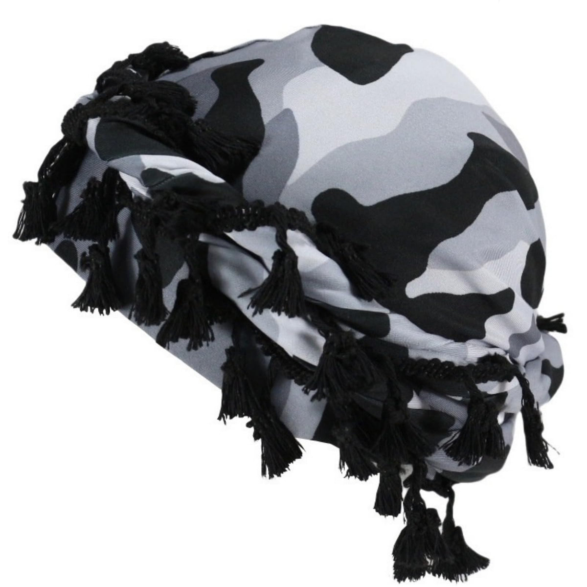 Gturytr turban for men in camouflage grey and white, durable and comfortable for daily wear.