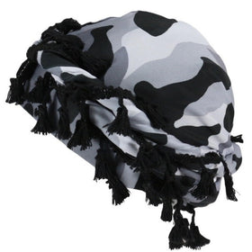 Gturytr turban for men in camouflage grey and white, durable and comfortable for daily wear.