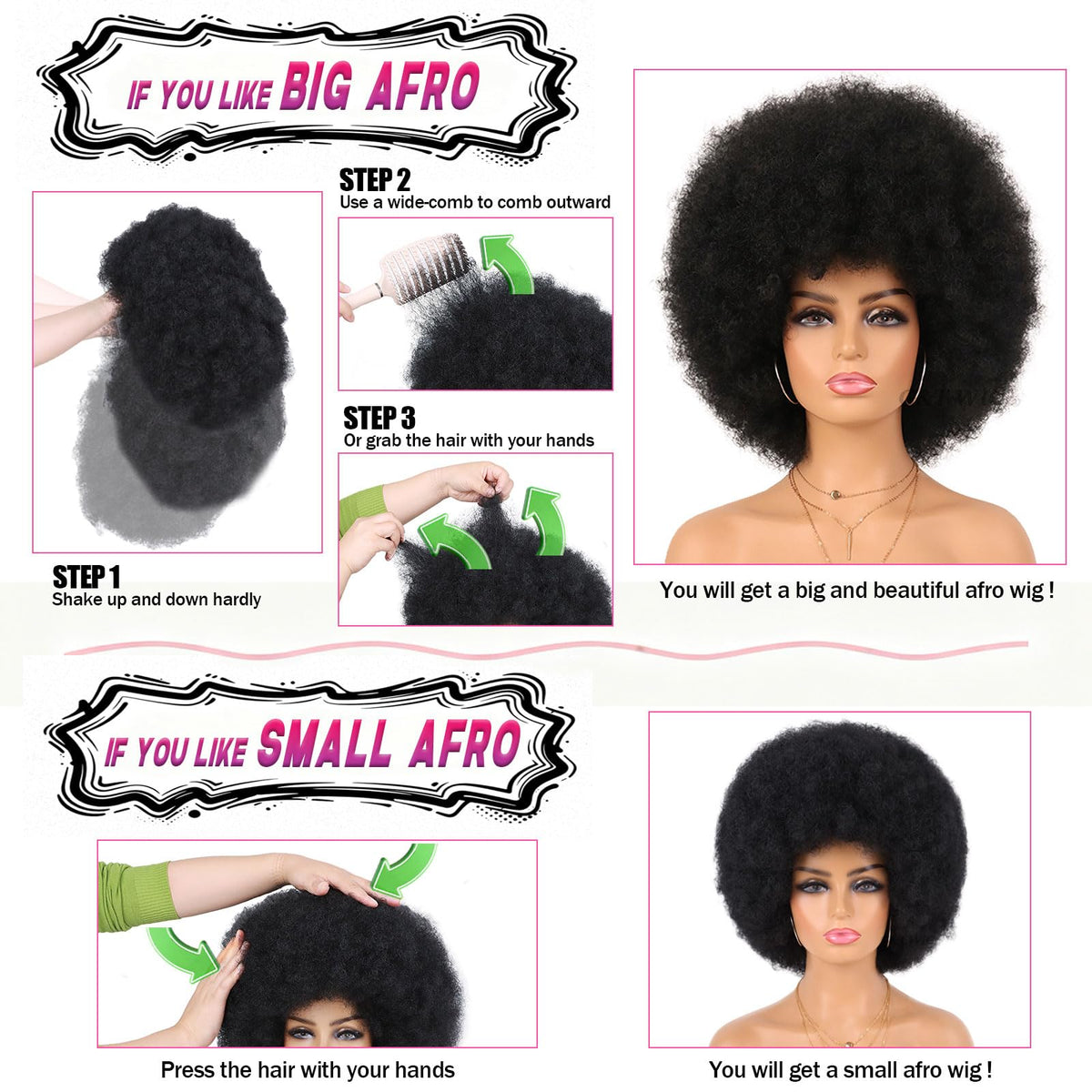 G&T Wig 70s Afro Curly Wig natural look and soft touch.