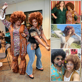 G&T Wig 70s Afro Puff side view showing volume and flowing curls.