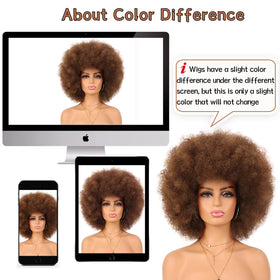 G&T Wig party-ready afro puff in brown for vibrant events.