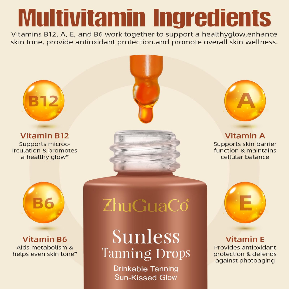 GTZSXNP Sunless Drops pour demonstrating simple daily use.