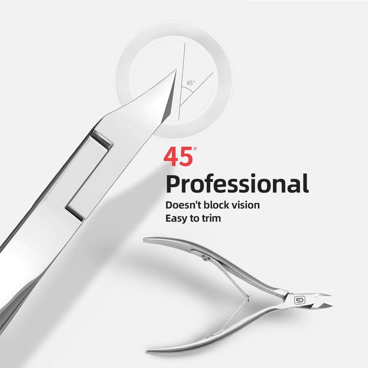 Gubonwer Cuticle Trimmer—Ergonomic 20-degree jaw for comfortable, smooth cutting.