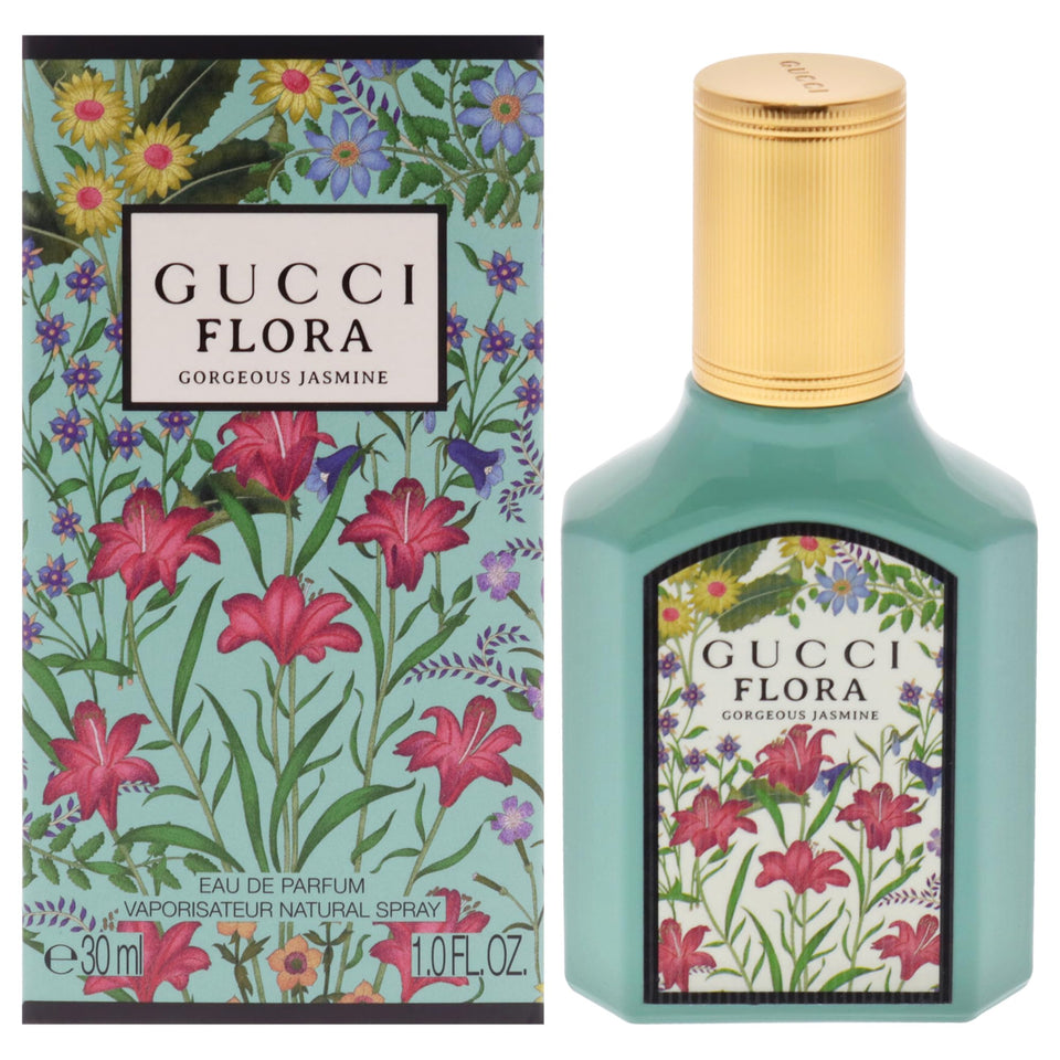 Gucci Flora Gorgeous Jasmine bottle wearable daily fragrance.