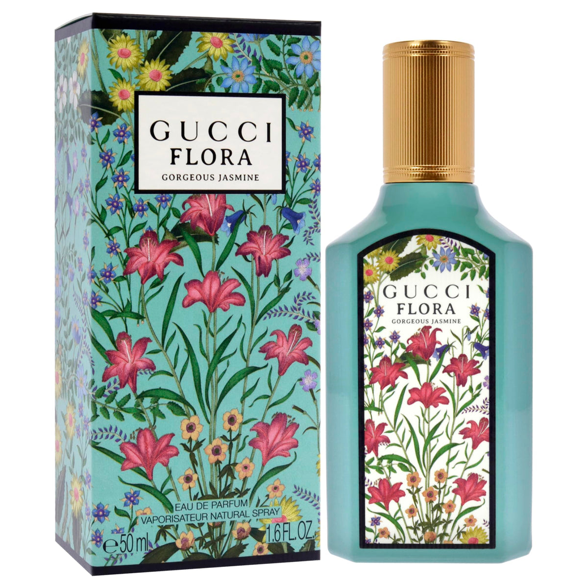 Gucci Flora Gorgeous Jasmine cap detail emphasizes luxury craftsmanship for a premium feel