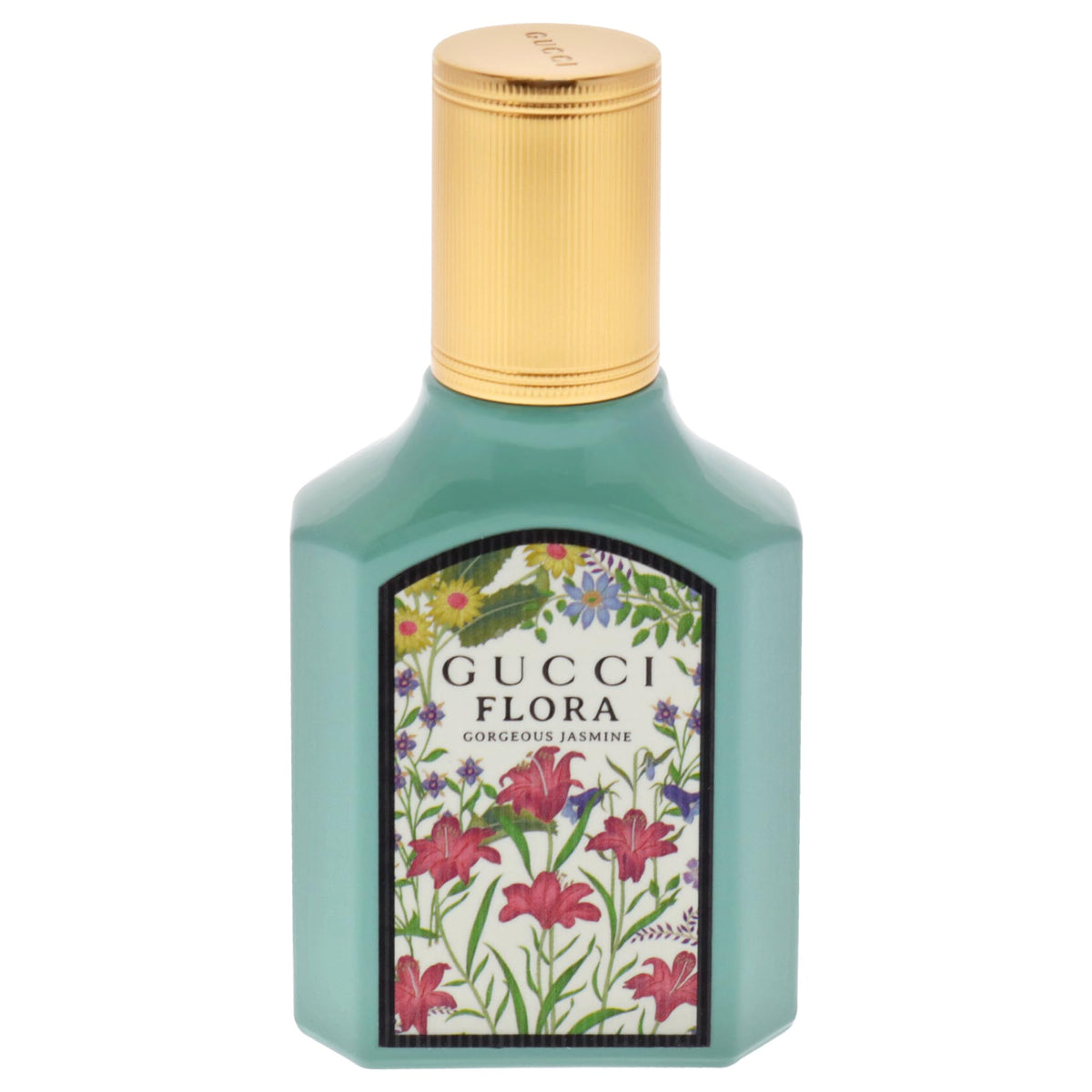 Gucci Flora Gorgeous Jasmine front view elegant perfume bottle for everyday sophistication.