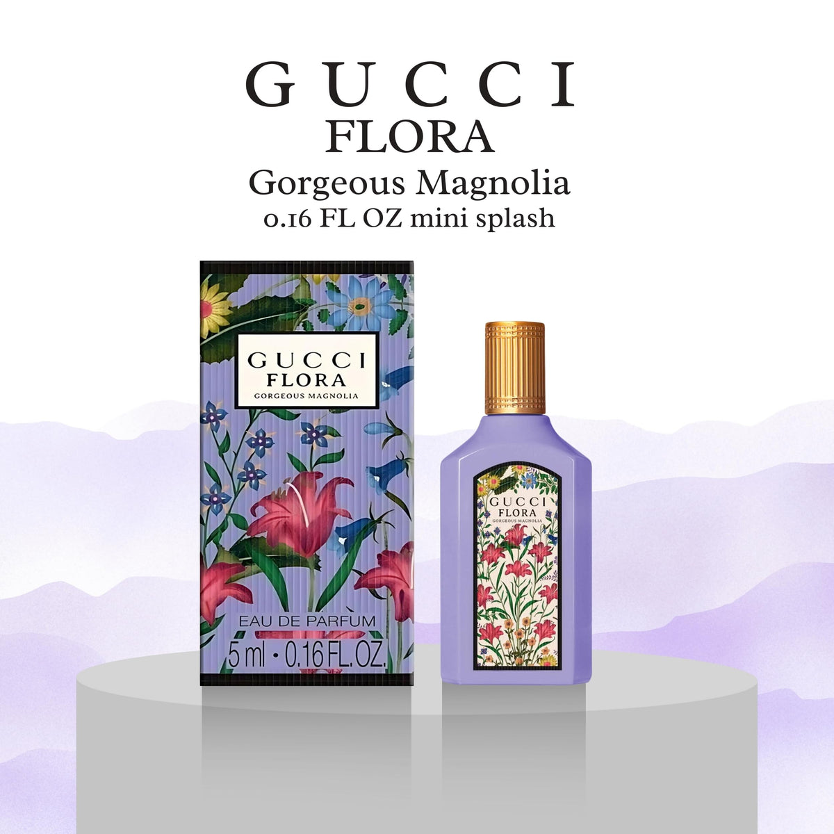 Gucci Flora Gorgeous Magnolia front label close-up for luxury branding