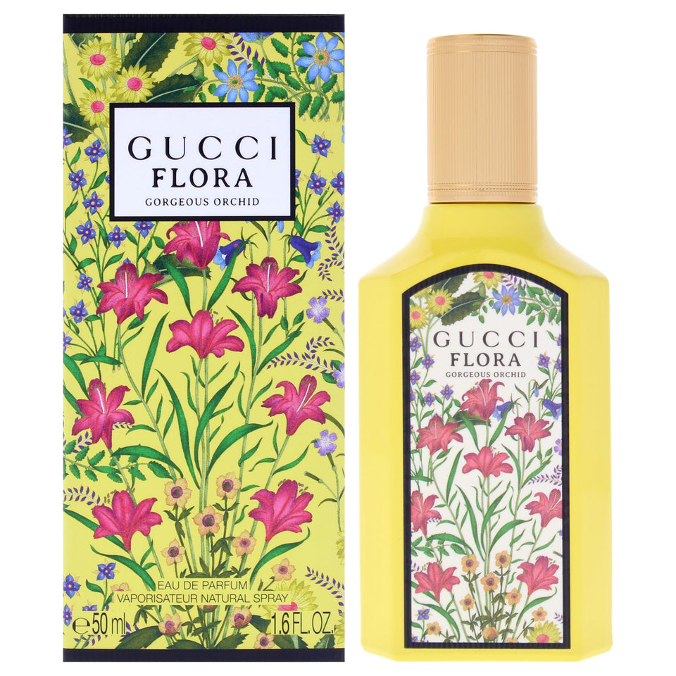 Gucci Flora Gorgeous Orchid bottle close-up highlighting elegant floral notes and refined design.