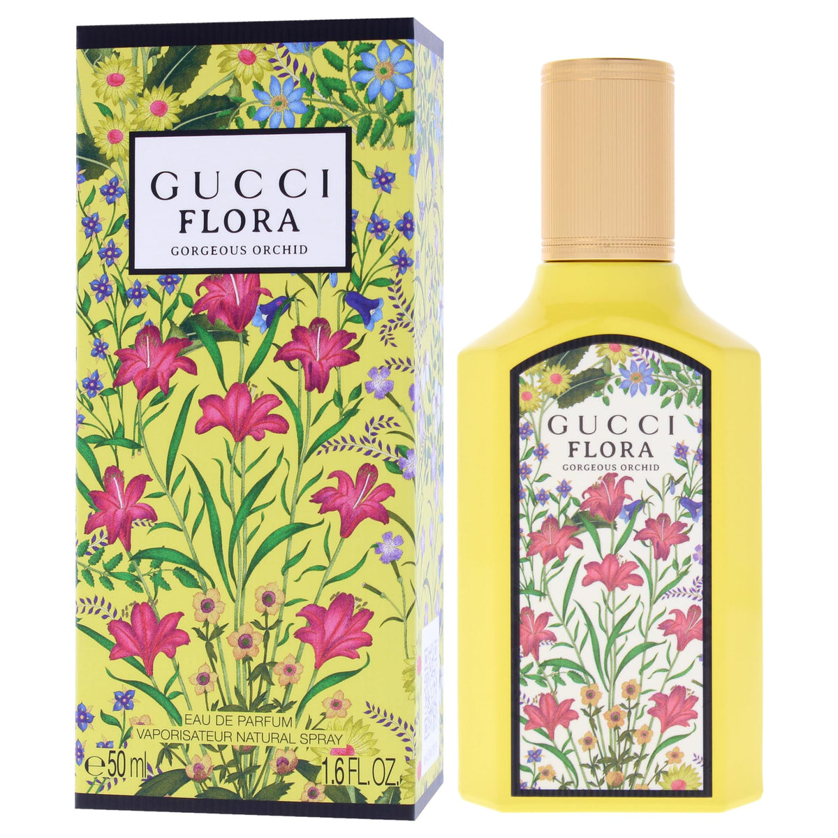 Gucci Flora Gorgeous Orchid packaging box highlights premium presentation for gifting or personal indulgence.