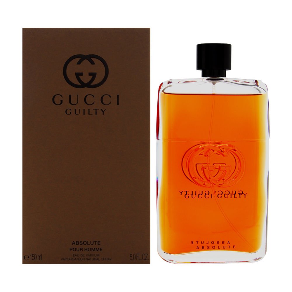 Gucci Guilty Absolute EDP bottle highlighting bold leather notes for evening wear
