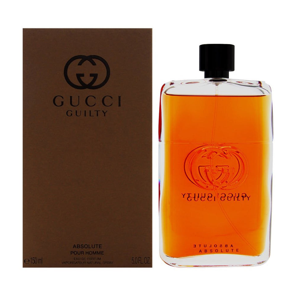 Gucci Guilty Absolute EDP bottle highlighting bold leather notes for evening wear