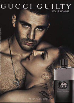 Gucci Guilty Eau de Toilette bottle side view highlighting sleek masculine design