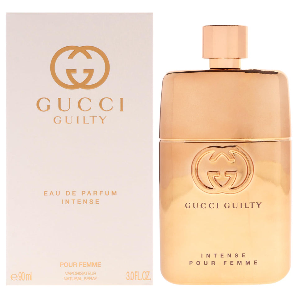 Gucci Guilty Intense bottle front view for day and night wear.