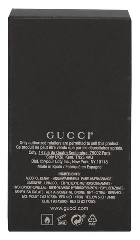 Gucci Guilty Men EDT bottle on display adds stylish bathroom decor.