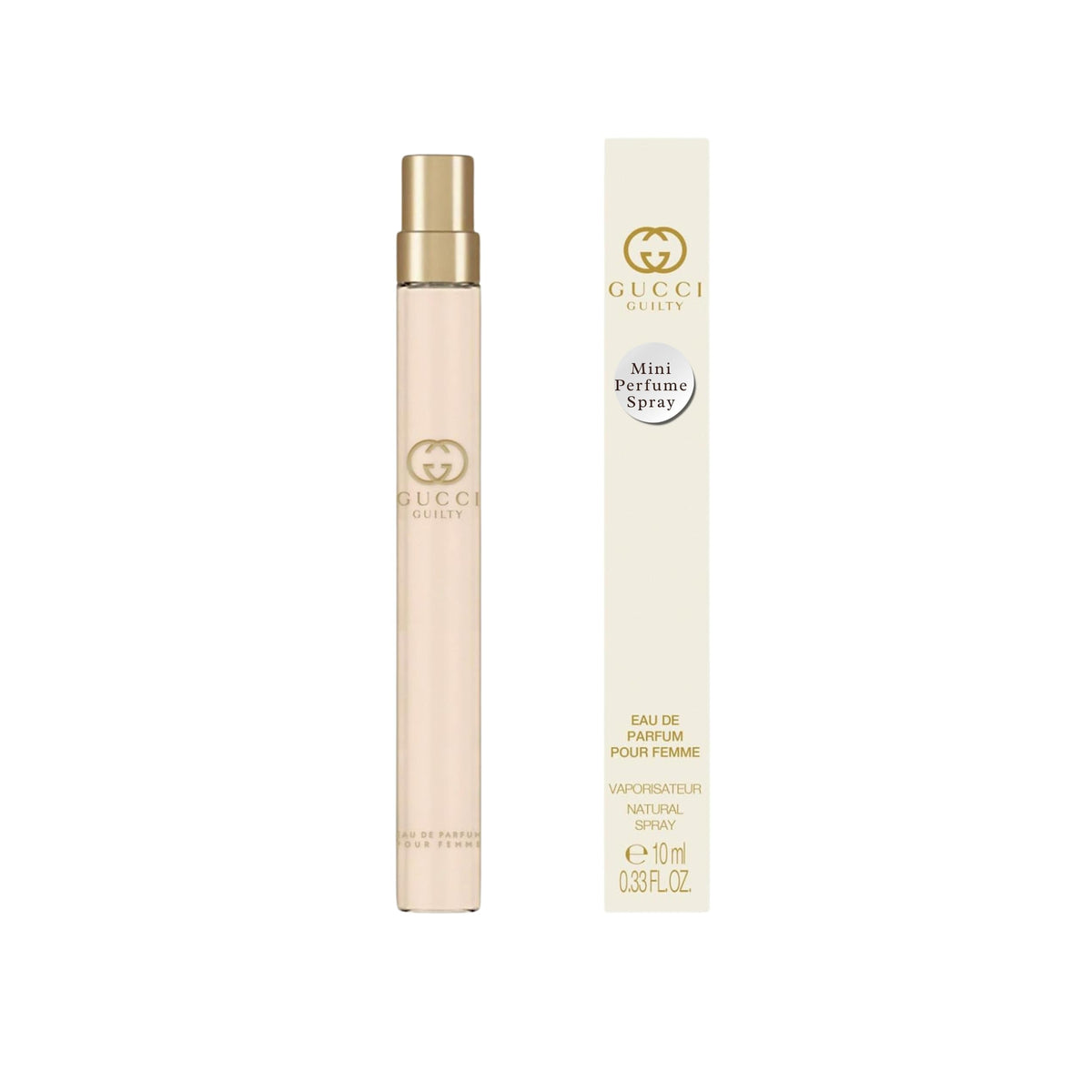 Gucci Guilty Pour Femme bottle front view for on-the-go elegance.
