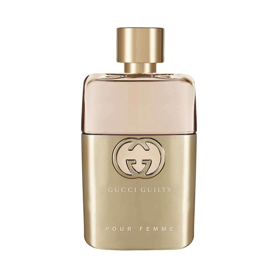 Gucci Guilty bottle front shows premium design for daily wear.