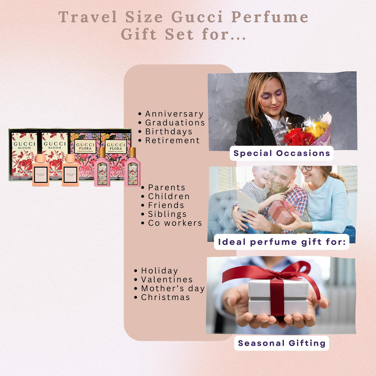 Gucci mini perfumes sampler highlights two Flora and two Bloom minis
