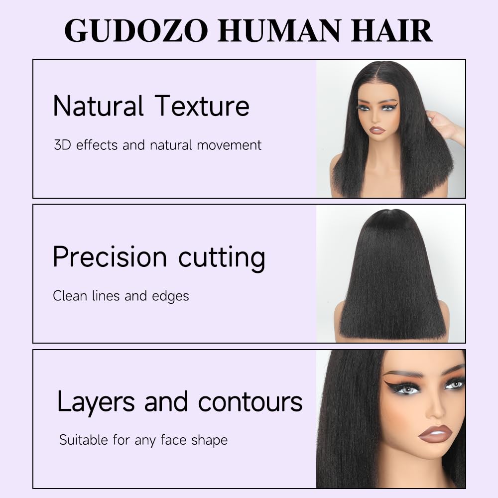 GUDOZO bob wig 9x6 HD lace detail enhances seamless skin blend and effortless parting