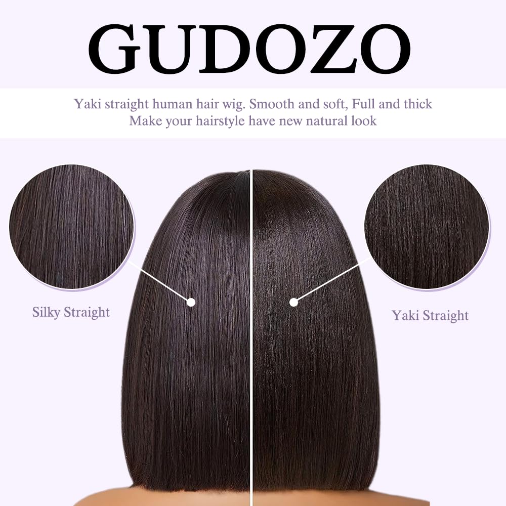 GUDOZO glueless installation on bob wig allows quick, adhesive-free styling for beginners