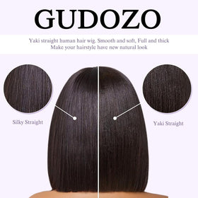 GUDOZO glueless installation on bob wig allows quick, adhesive-free styling for beginners