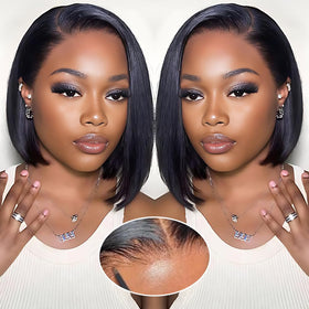 GUDOZO bob wig human hair short straight 12 inch for daily natural look
